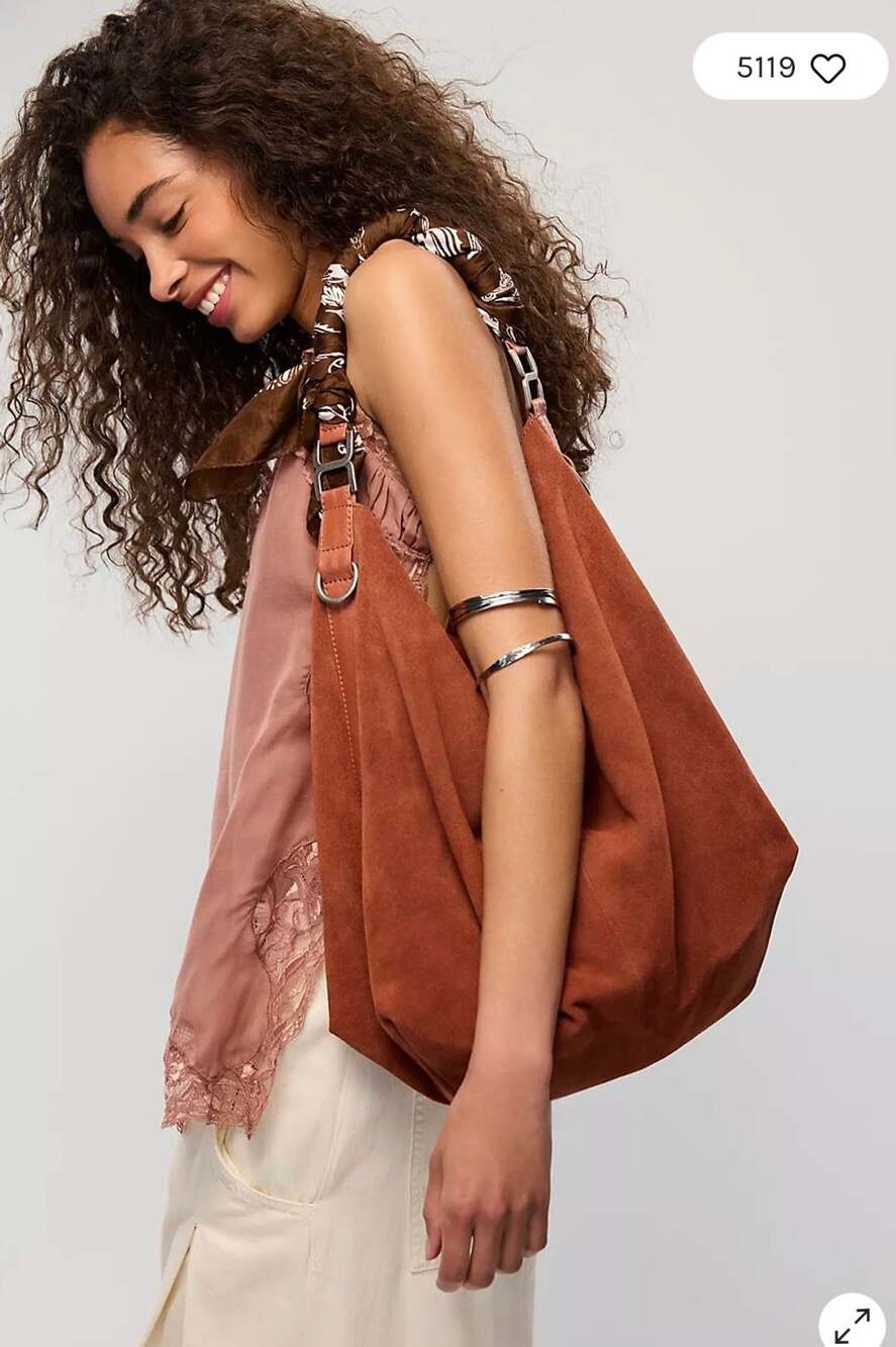 Free People Suzie Suede Slouchy Tote Bag in Brown